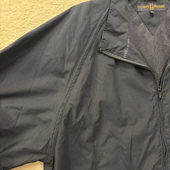 VTG Tommy Hilfiger Golf Windbreaker Mens XXL Navy Zip Up Convertible Sleeves - Picture 3 of 6